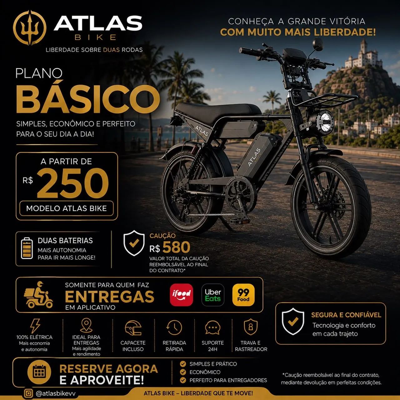 Aluguel bike elétrica 250 semana.