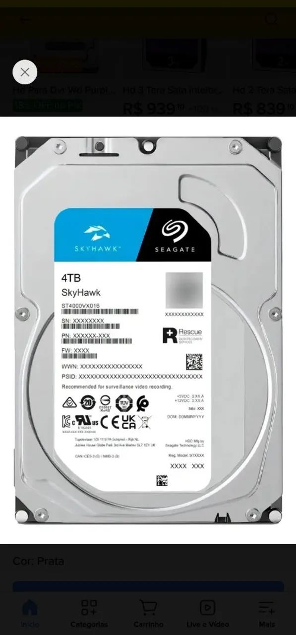 Hd 4tb seagate skyhawk
