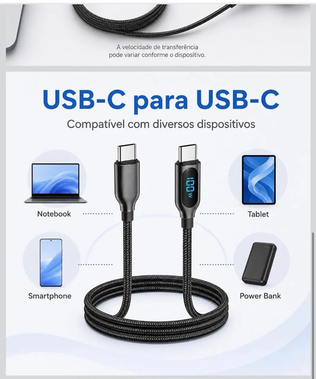 CABO HREBOS PREMIUM TECHVIEW 100W ? USB-C PARA USB-C - COM DISPLAY? - Foto 4