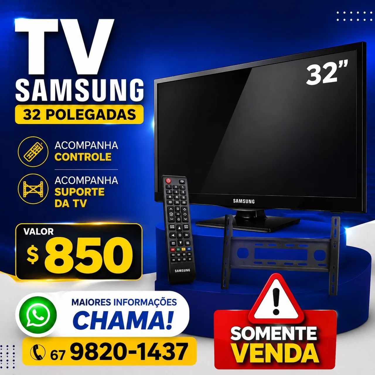 TV SAMSUNG 32 POLEGADAS TEM CONTROLE E VAI COM O SUPORTE 