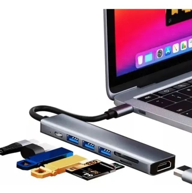 CABO ADAPTADOR HUB USB TIPO C 7 EM 1 COM HDMI - MM-CB71 - Foto 4