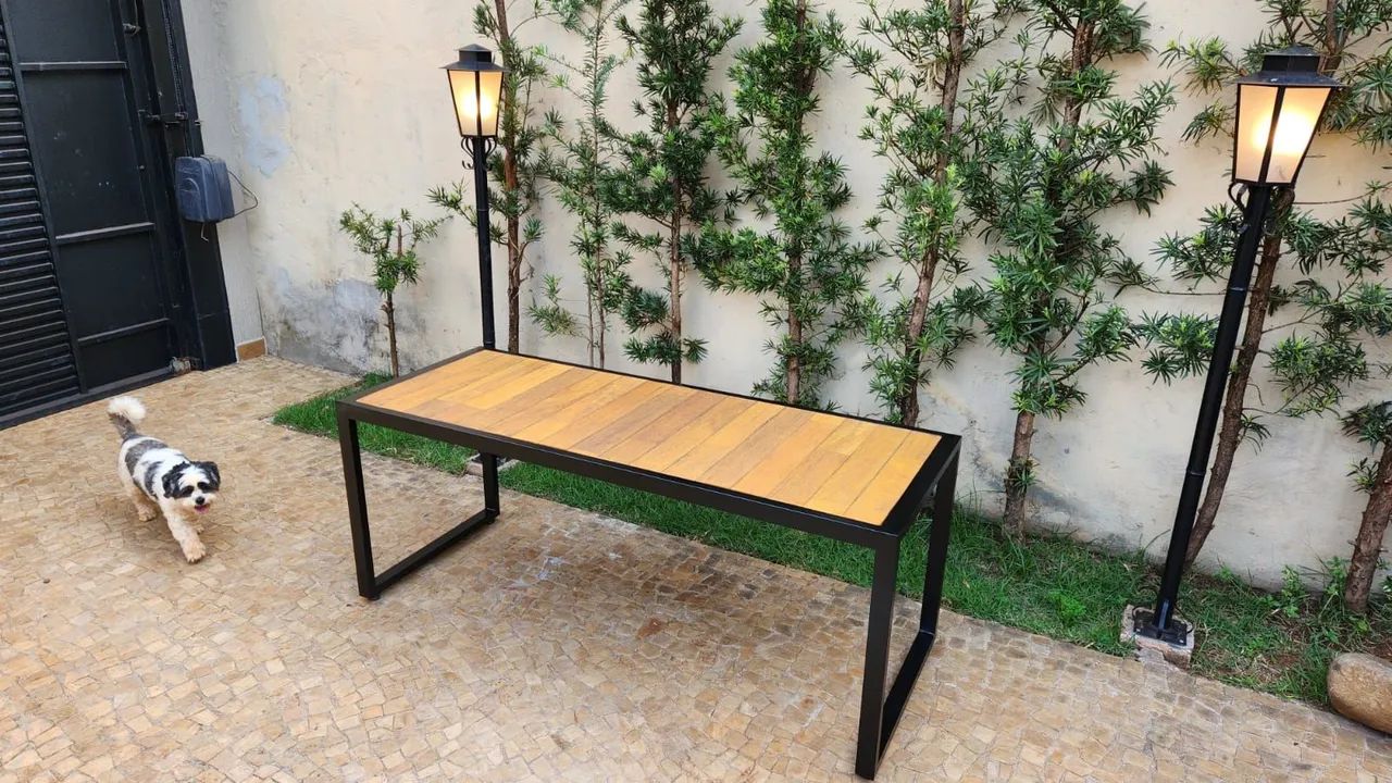 Mesa madeira maciça e ferro - Foto 5