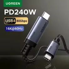 Cabo USB-C UGREEN USB4 com Função Completa, PD3.1 240W, Transferência de Dados 80Gbps