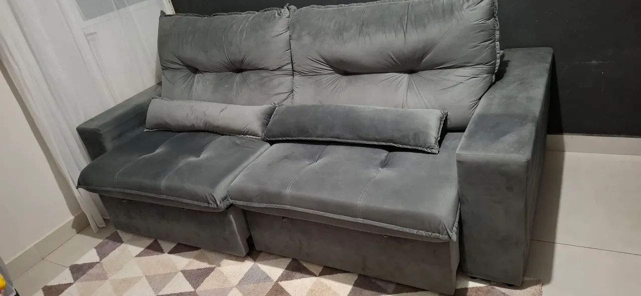 Estofado Rubi na cor cinza com 2,50 metros e meio e molas ensacadas - Foto 2