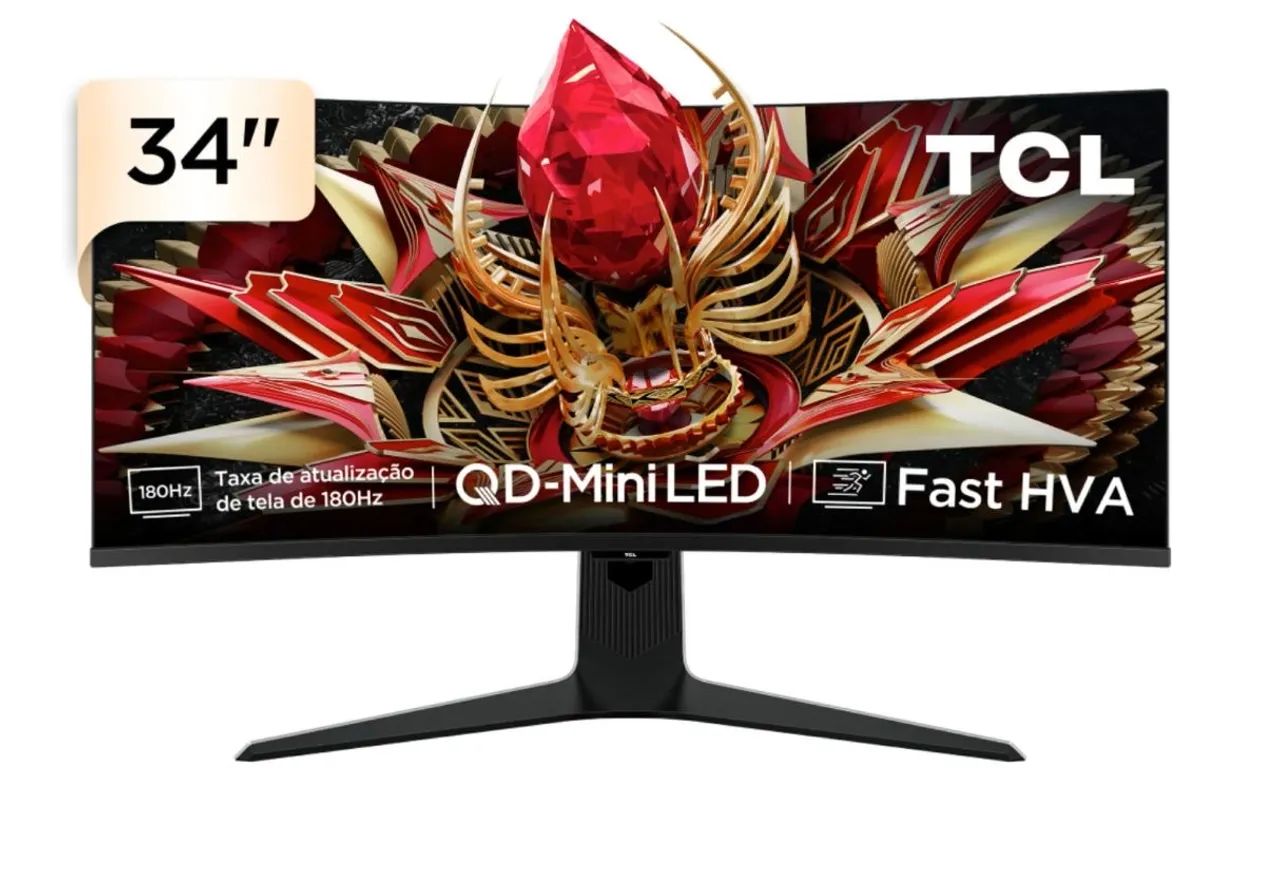 Monitor Gamer Curvo TCL 34 Polegadas QLED Mini LED WQHD R83Q 180Hz 1ms (GtG) HDR - Foto 4