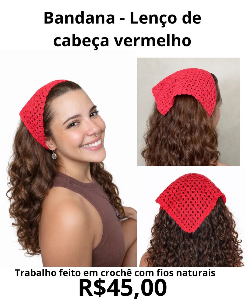 Bandana / Lenço de cabeça - vermelho 