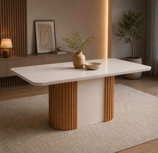 Mesa de Jantar Naturcello 180 cm com Vidro