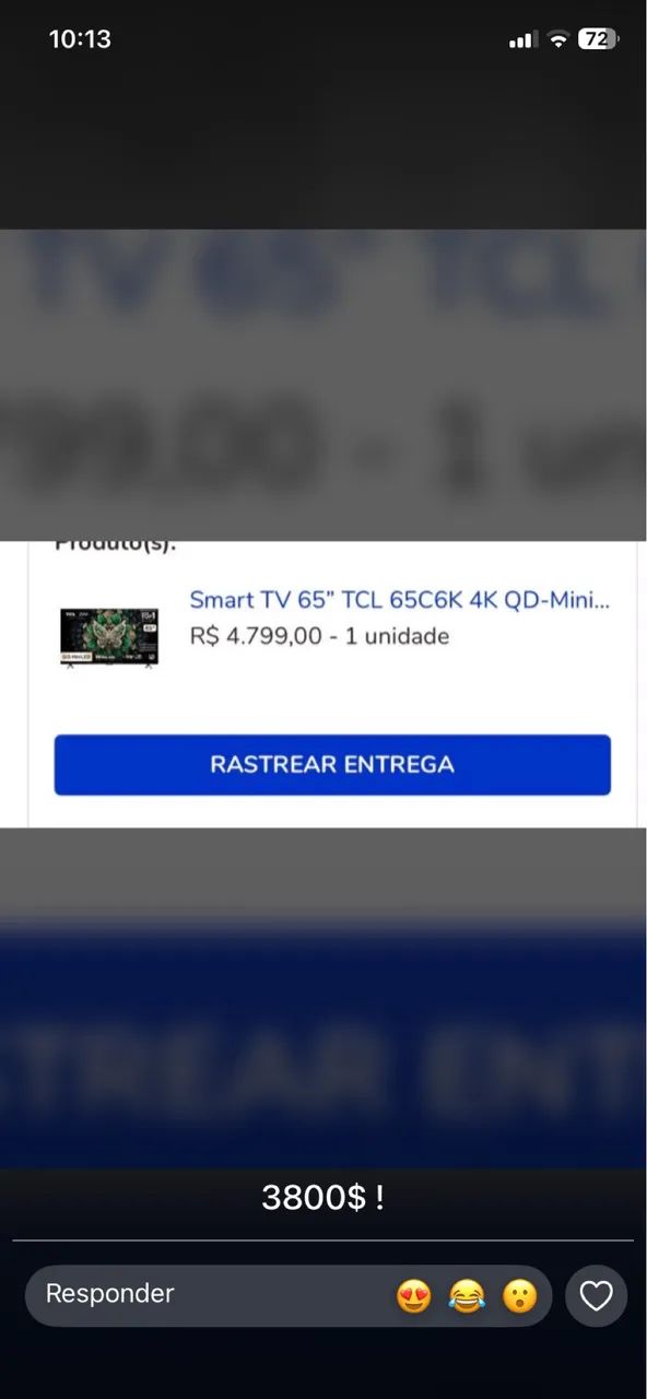 Televisão 65 polegadas na caixa