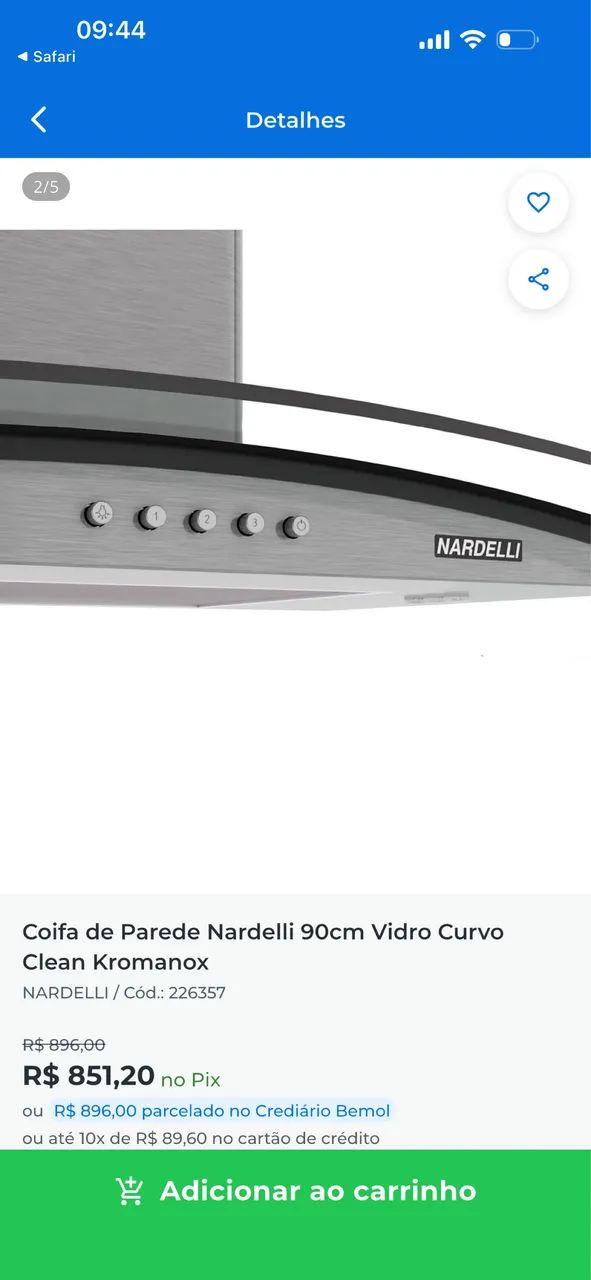 Coifa parede Nardelli 90cm - Foto 4