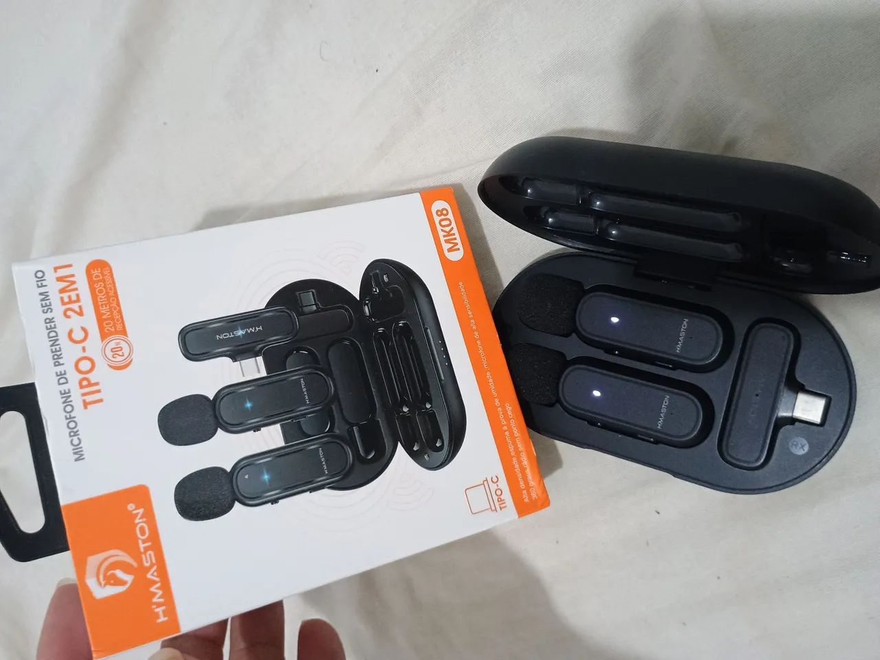 Microfone de prender sem fio 2 em 1 Tipo C - Foto 5