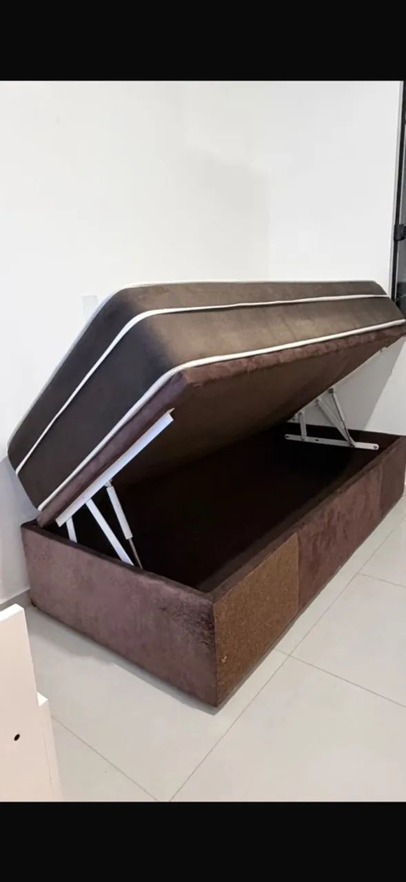 Cama box baú solteiro, colchão magnético com massagem 