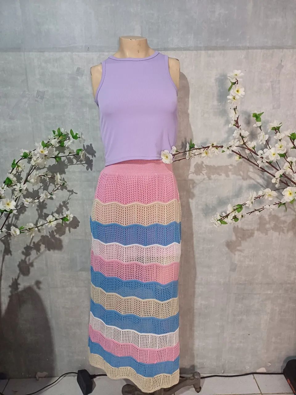Conjunto saia longa tricô e cropped  - Foto 3