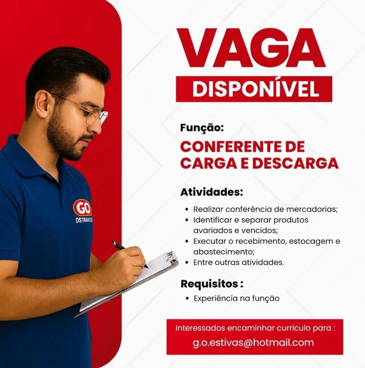 OPORTUNIDADE DE EMPREGO NA G.O ALIMENTOS  - Foto 3