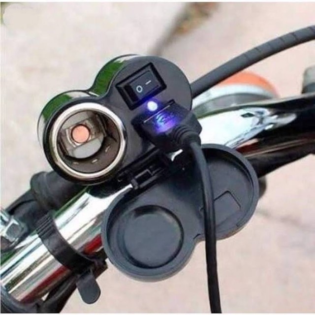 Tomada Usb P/ Moto Carregador Celular Acendedo Cigarro