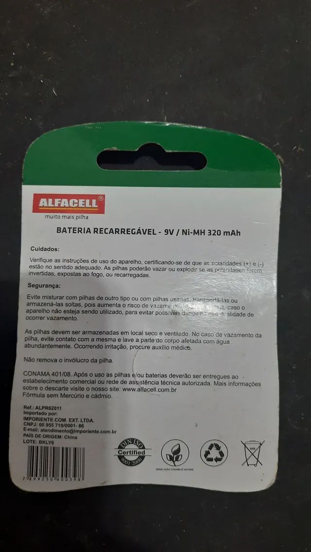 cartelas bateria 9v recarregável - Foto 2