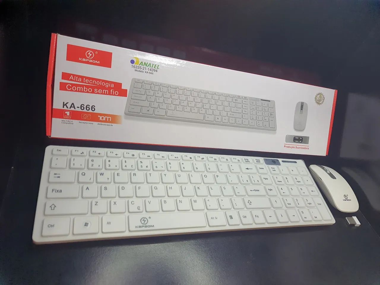 Kit Teclado e mouse sem fio branco - Foto 5