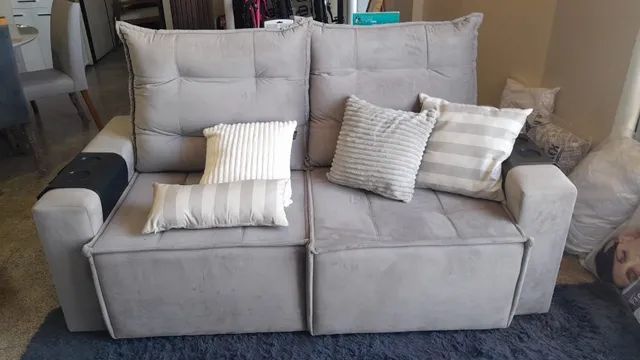 sofa retratil reclinavel  liza cinza  - Foto 2
