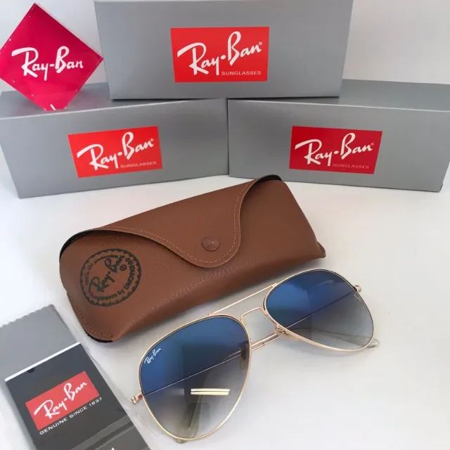 Óculos Ray ban Aviador Azul degrade lentes de cristal - Foto 5
