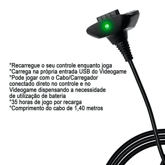 Bateria Para Controle Xbox 360 + Cabo Carregador 1.5m - Foto 4