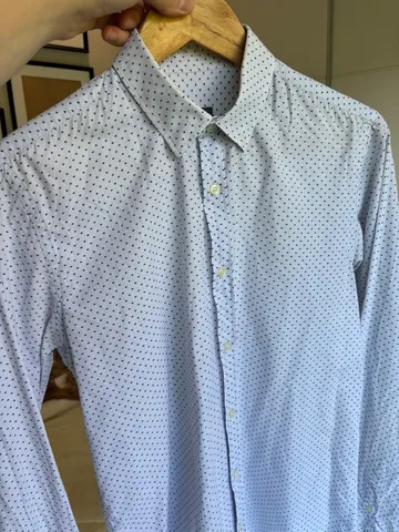 Camisa social poá azul Zara P