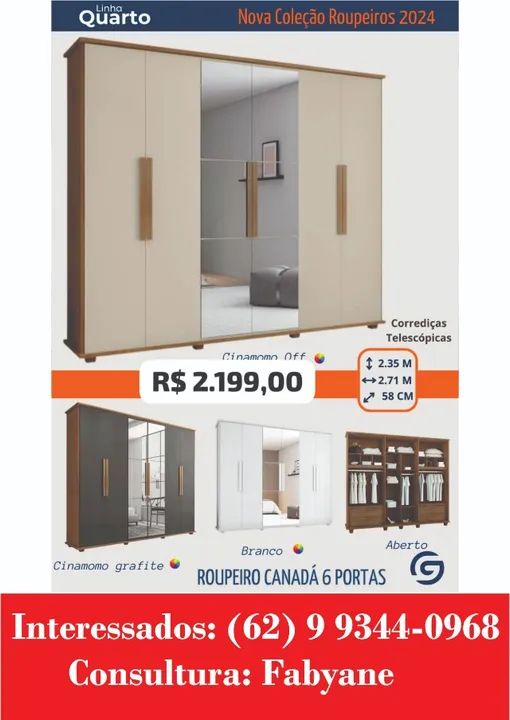 Guarda Roupa Canada 6 Portas