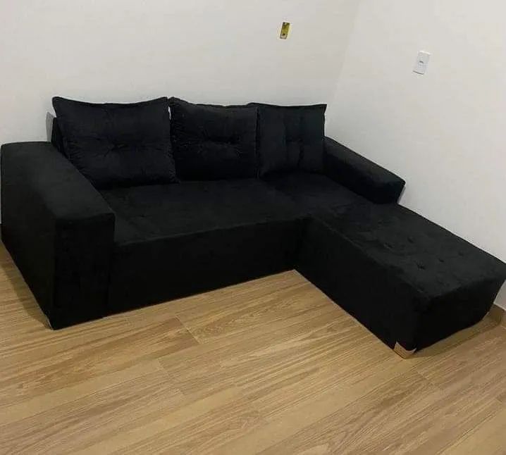 Sofá Chaise no Suede com Puf R$799,99 Entrega Hoje!!! Whatsapp * - Foto 4
