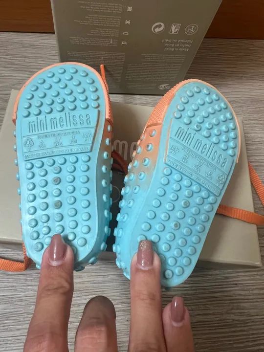 Tênis Mini Melissa - Azul e Laranja 19 - Foto 2