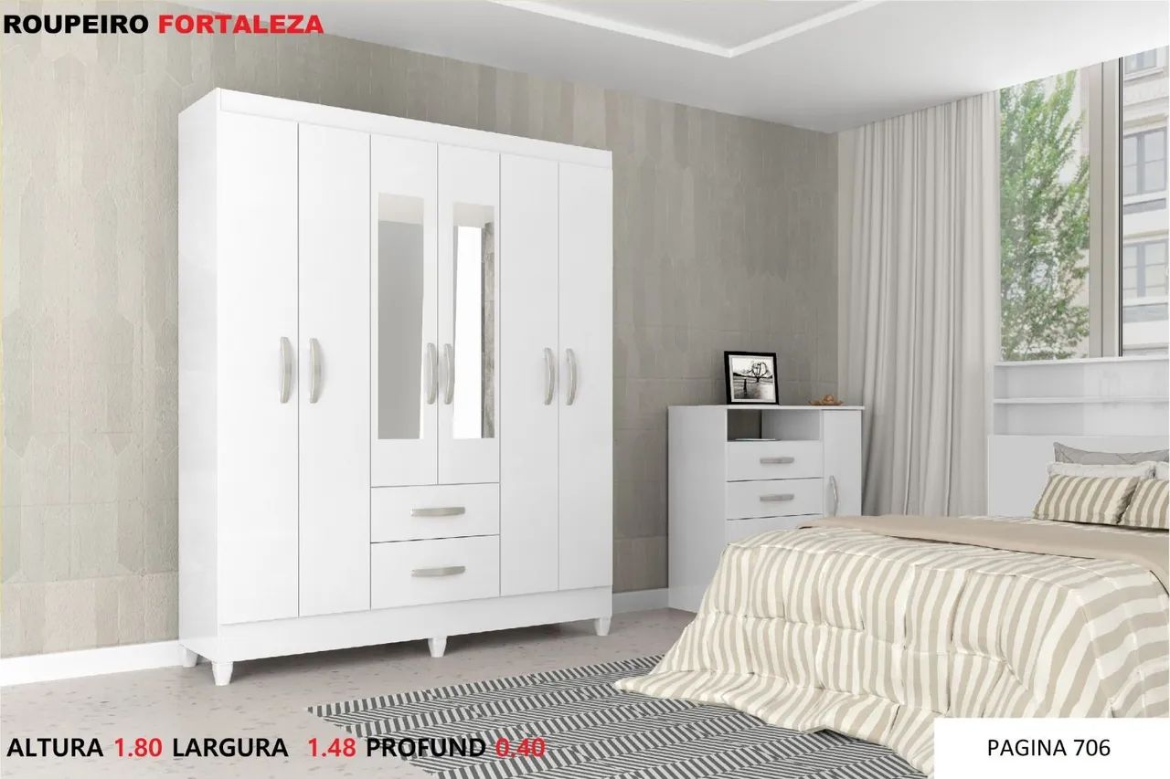 Gurda roupa 6 portas 2 gavetas - Foto 2