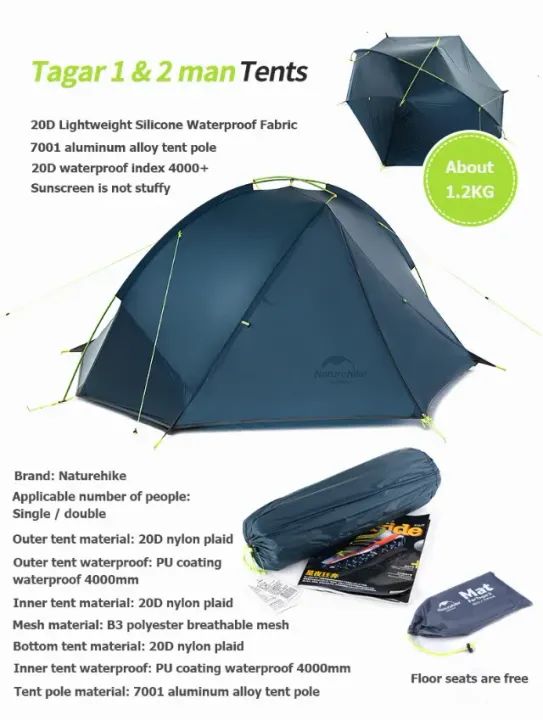 Barraca Camping Naturehike Ultralight modelo TAGAR2 Tecido 20D - Foto 4
