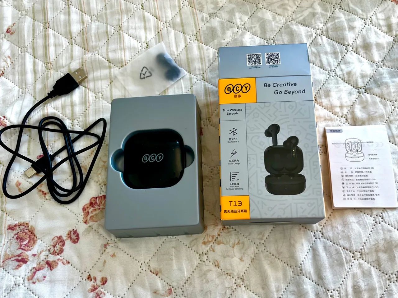 (NOVO) Fone De Ouvido Qcy T13 COMPLETO Com 4 Microfones E Bluetooth 5.1 Cor Preto