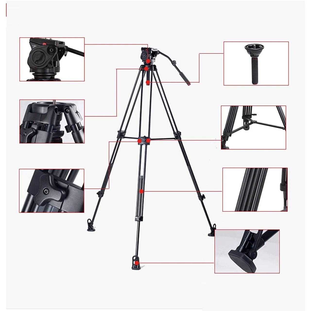 Tripé Profissional Kingjoy VT-3500 com Cabeça Hidráulica Fluida de 1.97m para 20kg - Foto 5