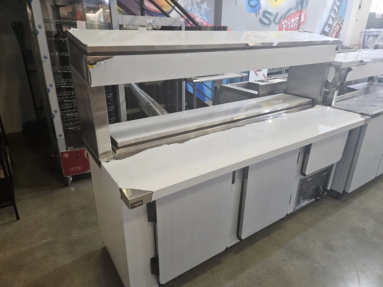 balcão refrigerado de inox com condimentador duplo - a pronta entrega 