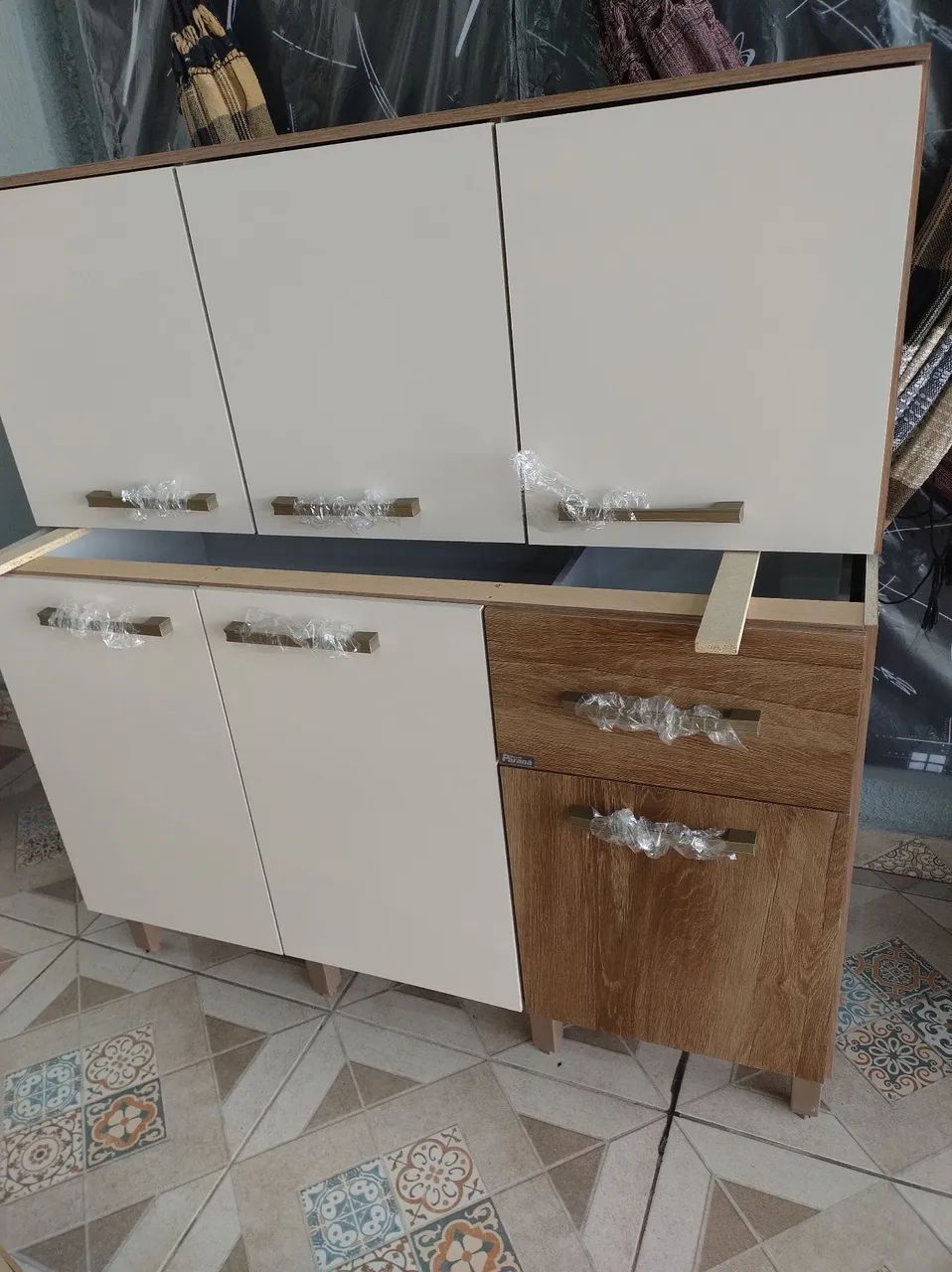 Balcão para pia e armário aéreo  1,20 metros- cor naturale off white- Novo