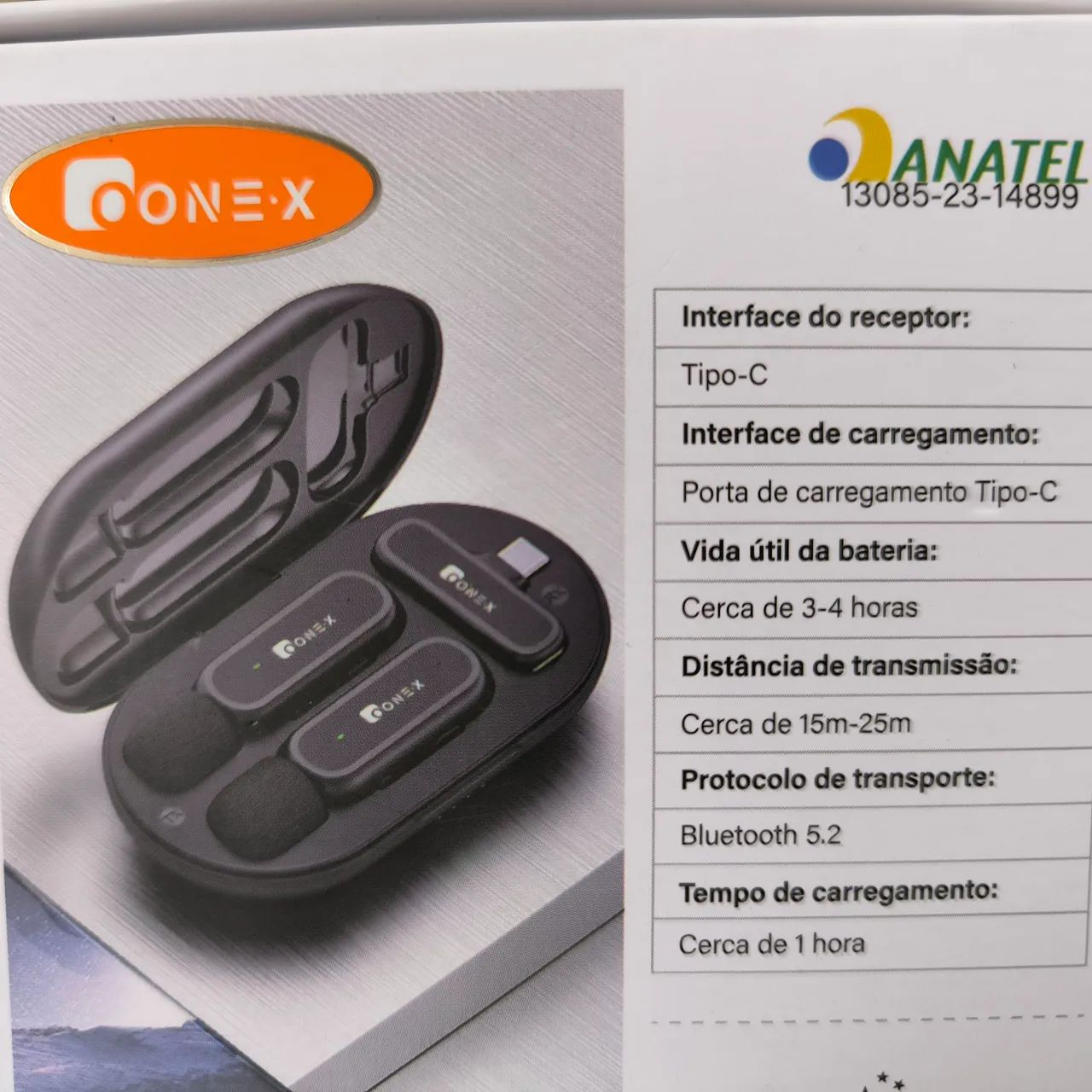 Microfone de lapela sem fio tipo c duplo com case recarregável  - Foto 2