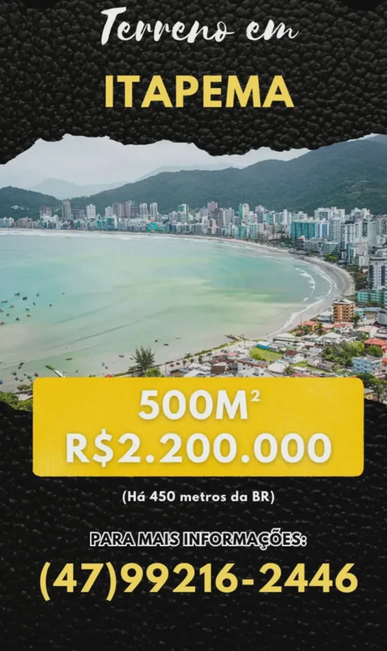 Itapema - SC Terreno 500m² em área plana, oportunidade de investimento