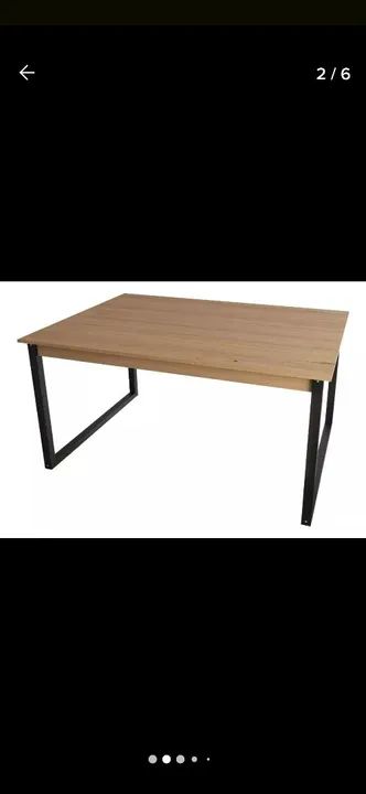 Mesa de Jantar Retangular em Madeira com Pernas de Ferro - Foto 3