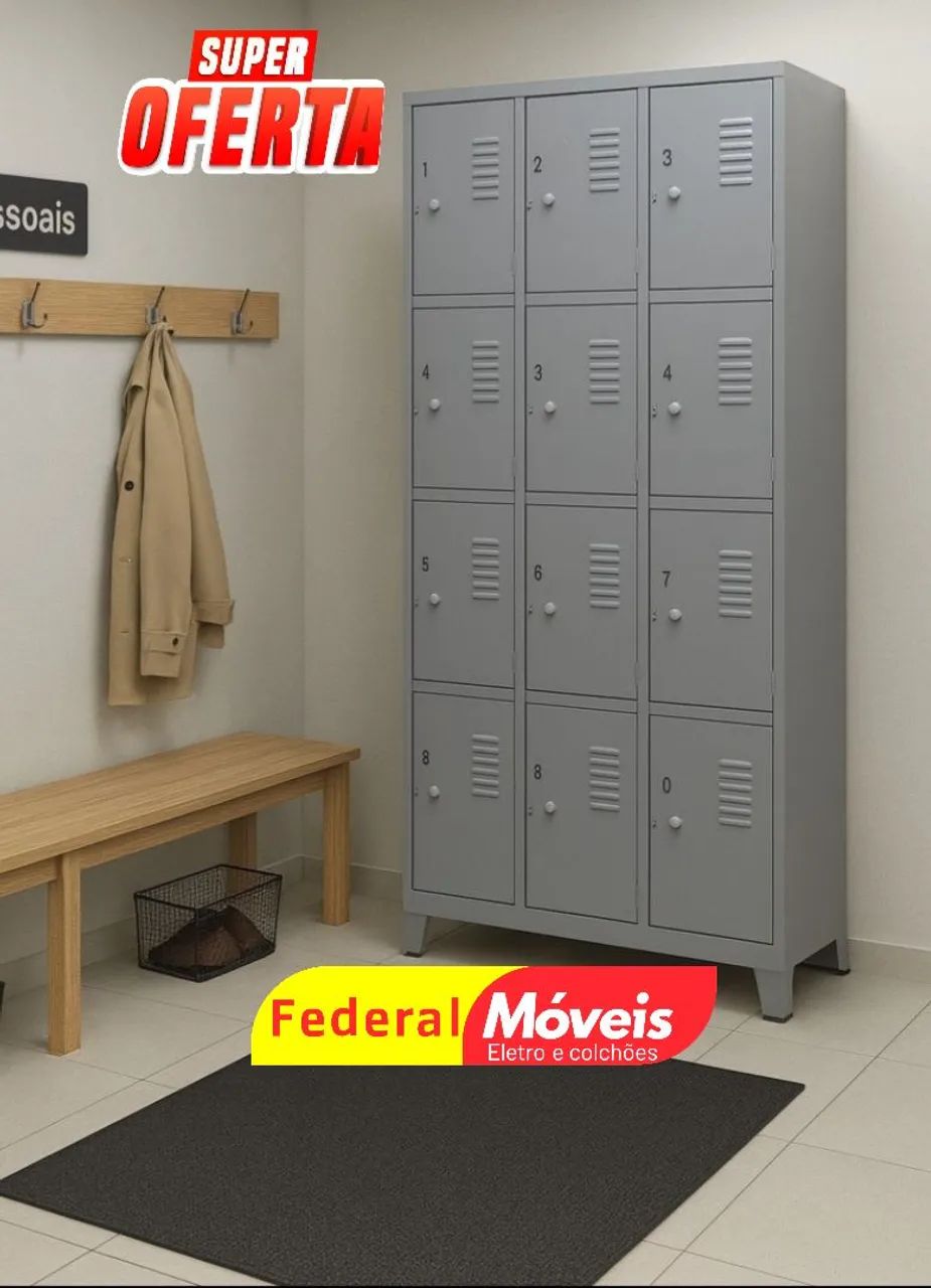 Armário de Aço com 12 Portas - Resistente e durável!