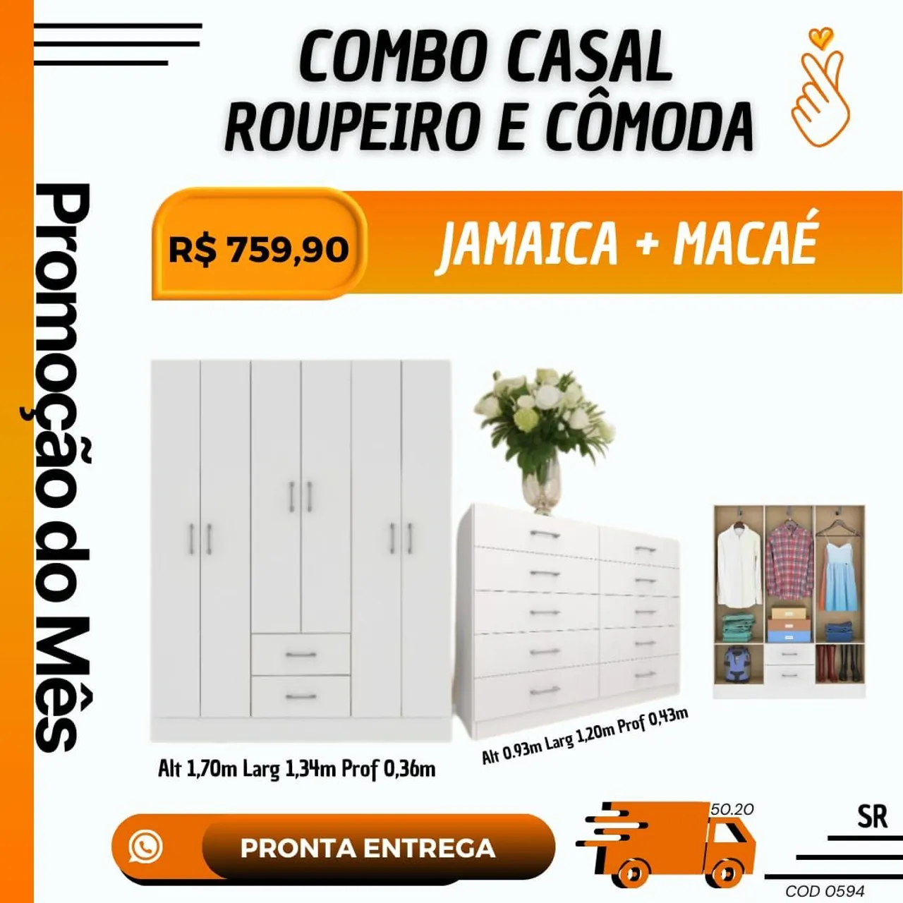 Roupeiro Jamaica+cômoda