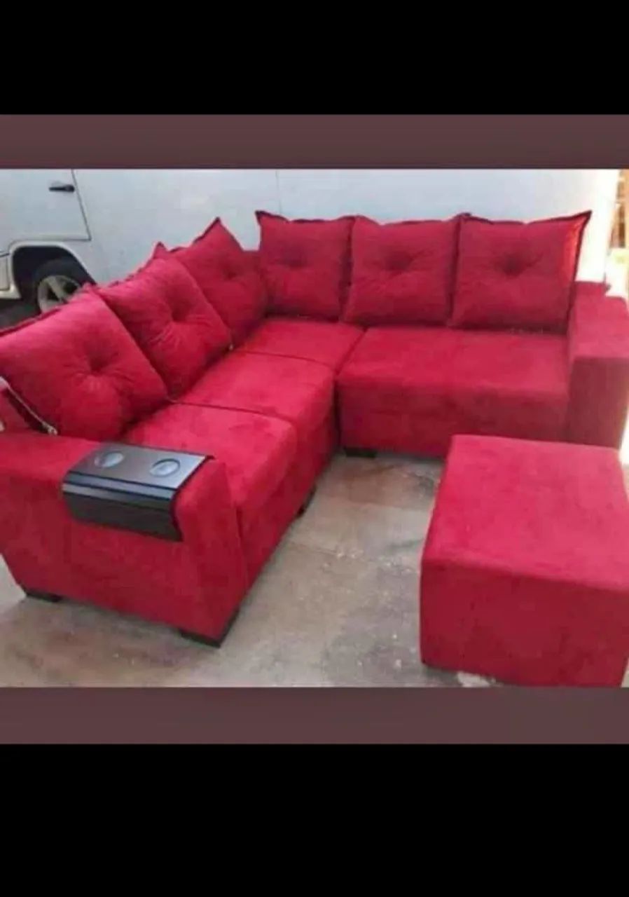 Sofá de Canto Simples Vermelho
