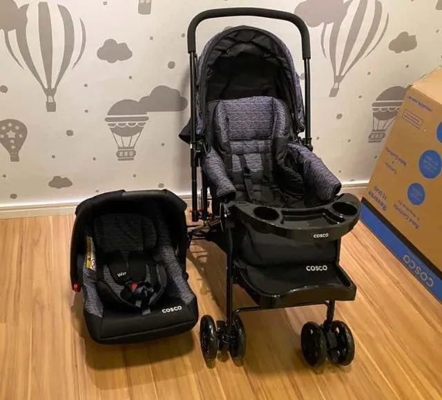 Carrinho de Bebê Cosco Travel System Reverse, Preto Rajado