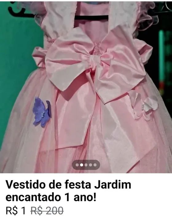 Vestido de festa, tema: "Jardim Encantado" veste meninas de 1 à 2 anos de idade. - Foto 2