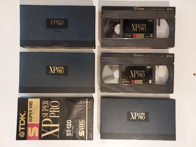 Fitas Super-VHS PRO TDK XP SUPER PRO, ST-120/246m. Pacote contendo 6 fitas