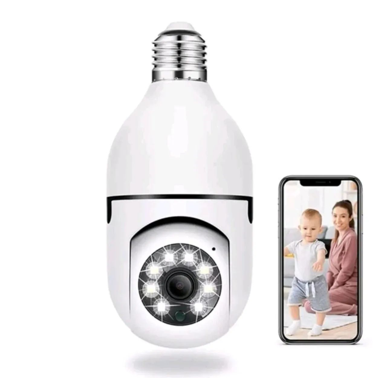 Câmera Lâmpada IP Wi-Fi 360º | Full HD | Visão Noturna Colorida | Áudio Bidirecional