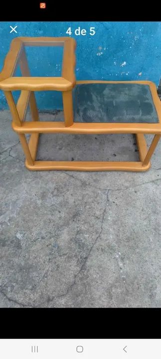 Mesinha de Canto com Vidro e Assento Estofado Usado 0,83x0,43 - Foto 4