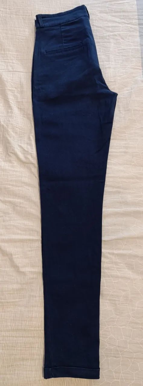Calça de alfaiataria azul marinho (algodão e elastano) - Foto 4