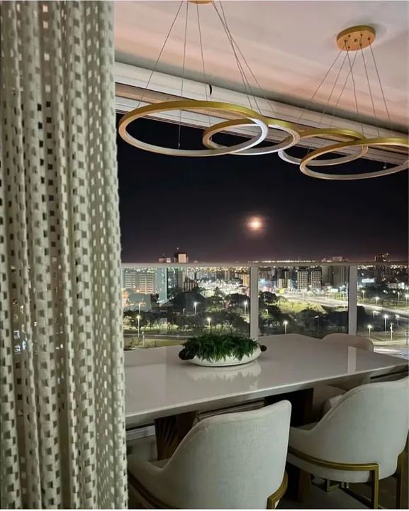 Lustre Moderno de Arco de Aço Inoxidável com Iluminação LED