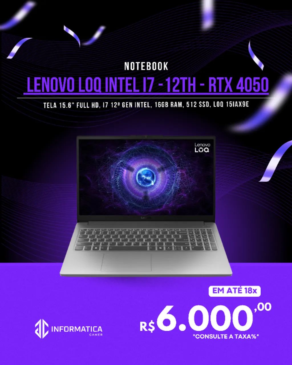  LENOVO LOQ 15IAX9E INTEL 7 12TH