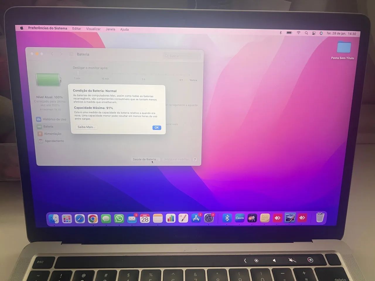 MacBook Pro M1 2020, Tela 13.3", Chip M1, 8GB, SSD-256GB, Touchbar - USADO - Foto 2