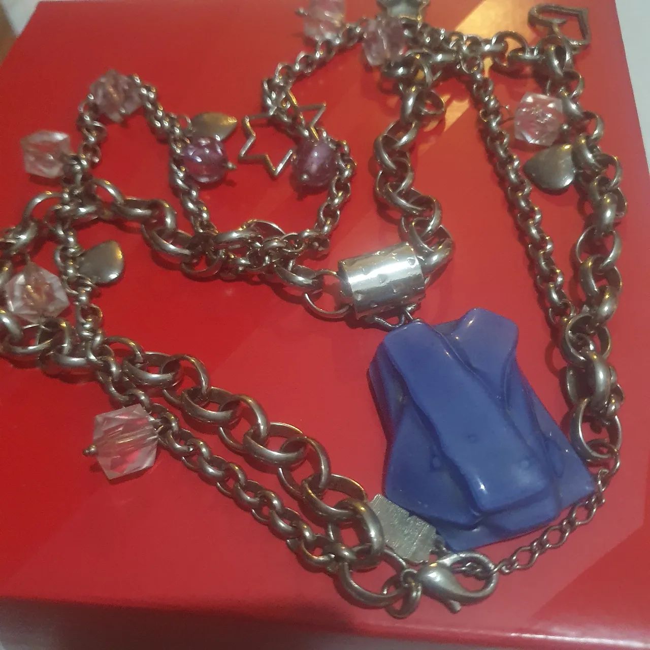 Colar feminino com pingente de pedra azul - Foto 4