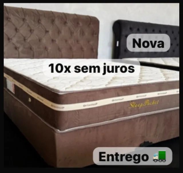 Cama box colchão e base queen